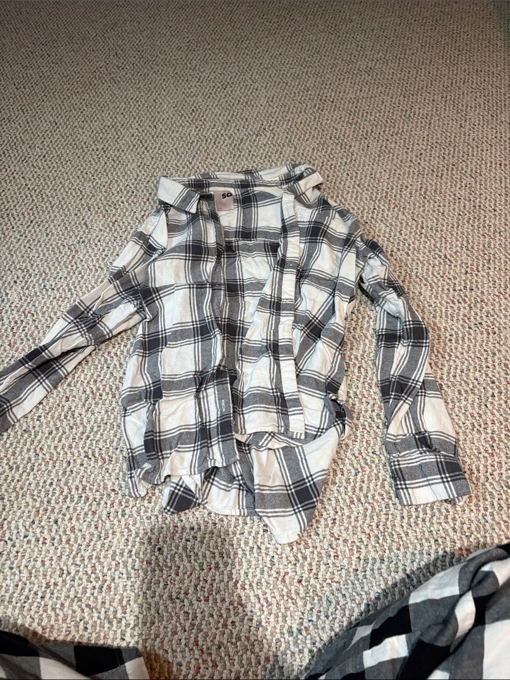 SO Kids White and Black Plaid Button-Down Shirt